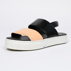 Jeffrey Campbell Black & Salmon Colorblock Platform Sandals Size 9M‎